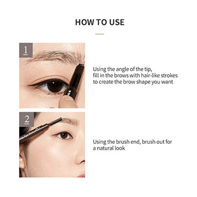 How to use ETUDE Drawing Eye Brow #4 Dark Gray for natural-looking eyebrows with hair-like strokes.