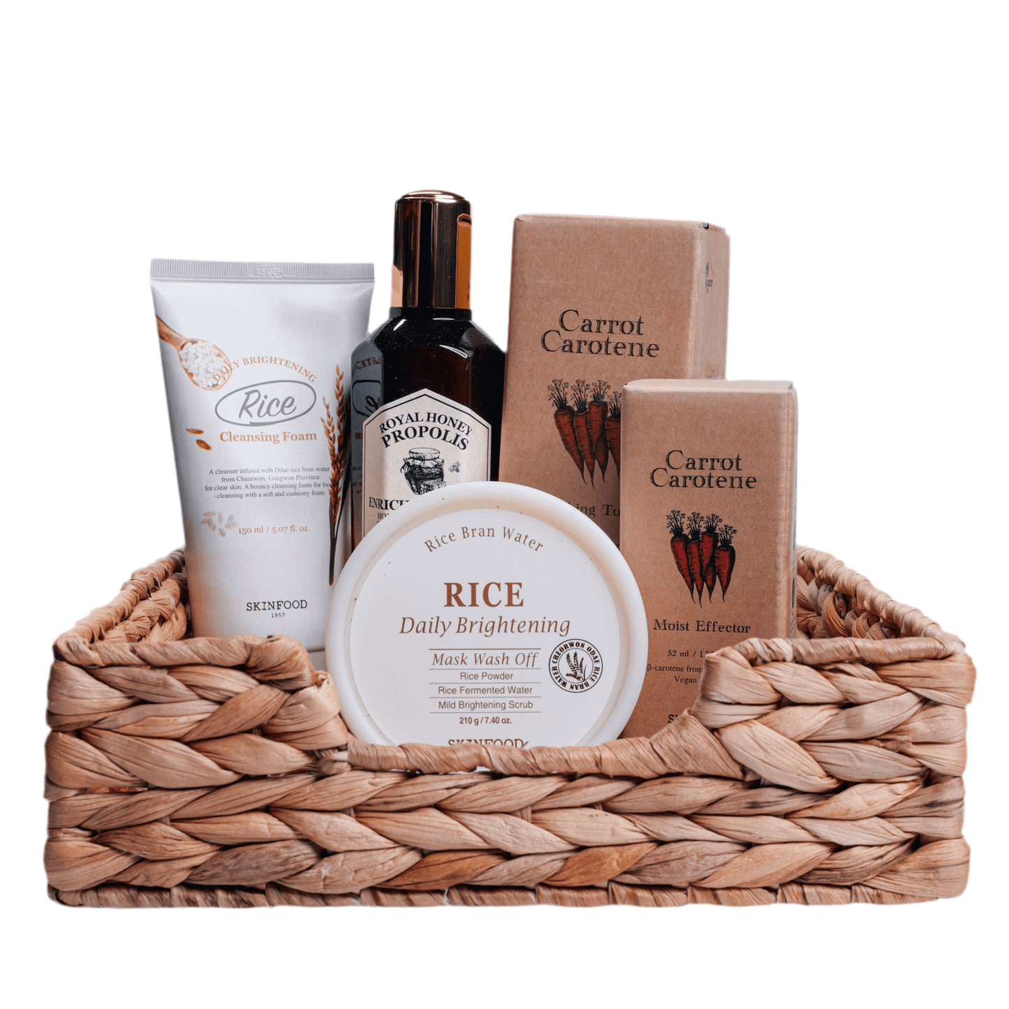 Dark Spot Removal Set 5 featuring SKINFOOD Rice Cleansing Foam and other skincare products for effective dark spot removal.