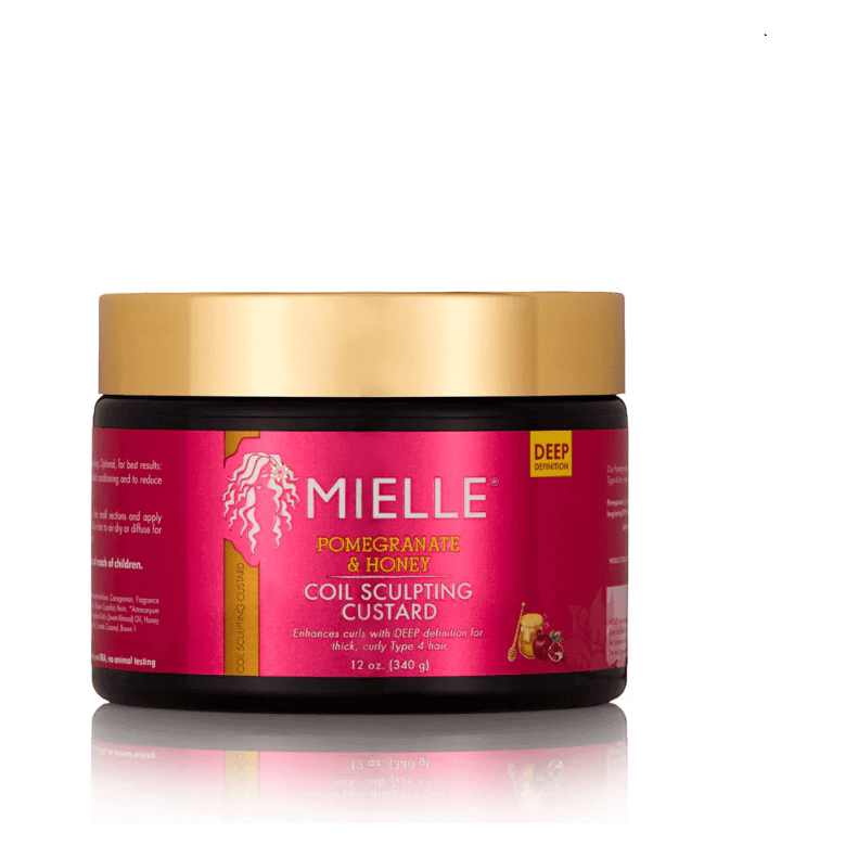 Mielle Organics Pomegranade & Honey Curl Sculpting Custard in a jar for defined and shiny curls.