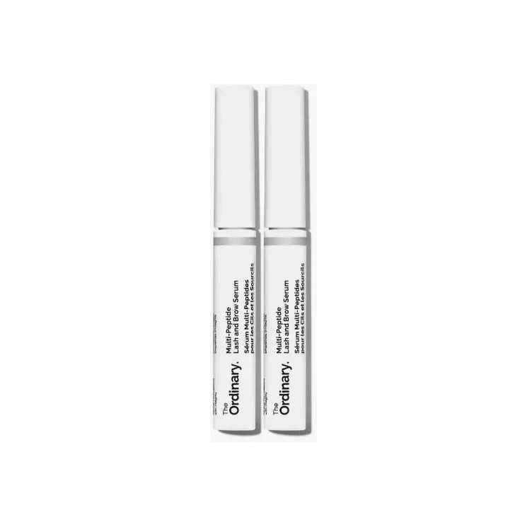 THE ORDINARY Multi-Peptide Lash and Brow Serum packaging with two applicators for lashes and brows.