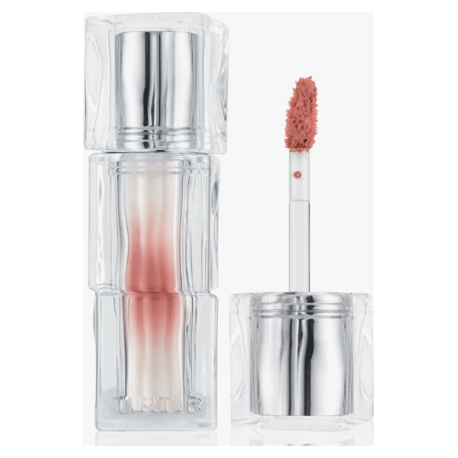 TIR TIR Hydrating & Glowlasting Waterism Glow Tint in clear packaging with applicator for a radiant glow and moisturized lips.