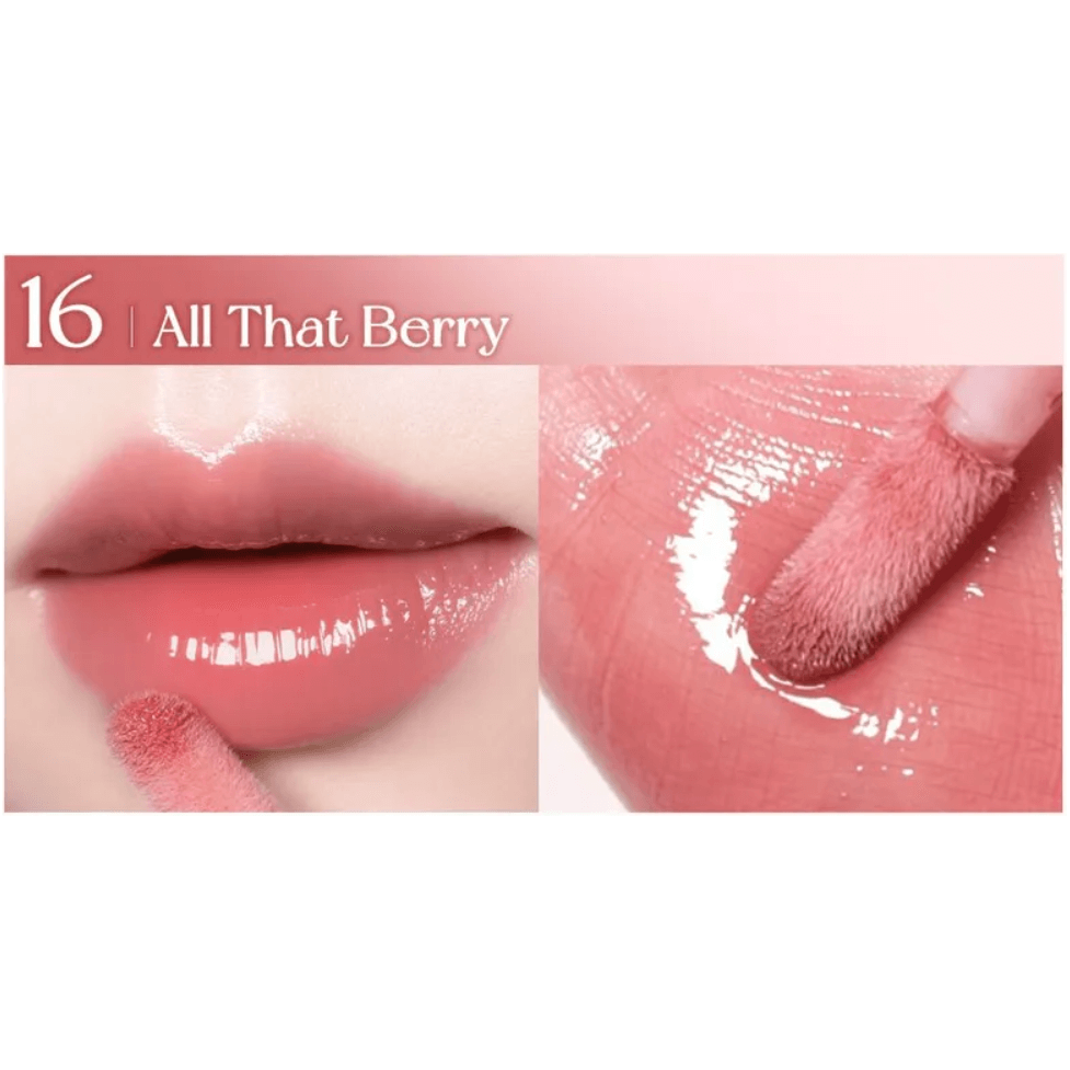 Peripera Ink Glasting Lip Gloss in shade All That Berry with a glossy finish and applicator for smooth application.
