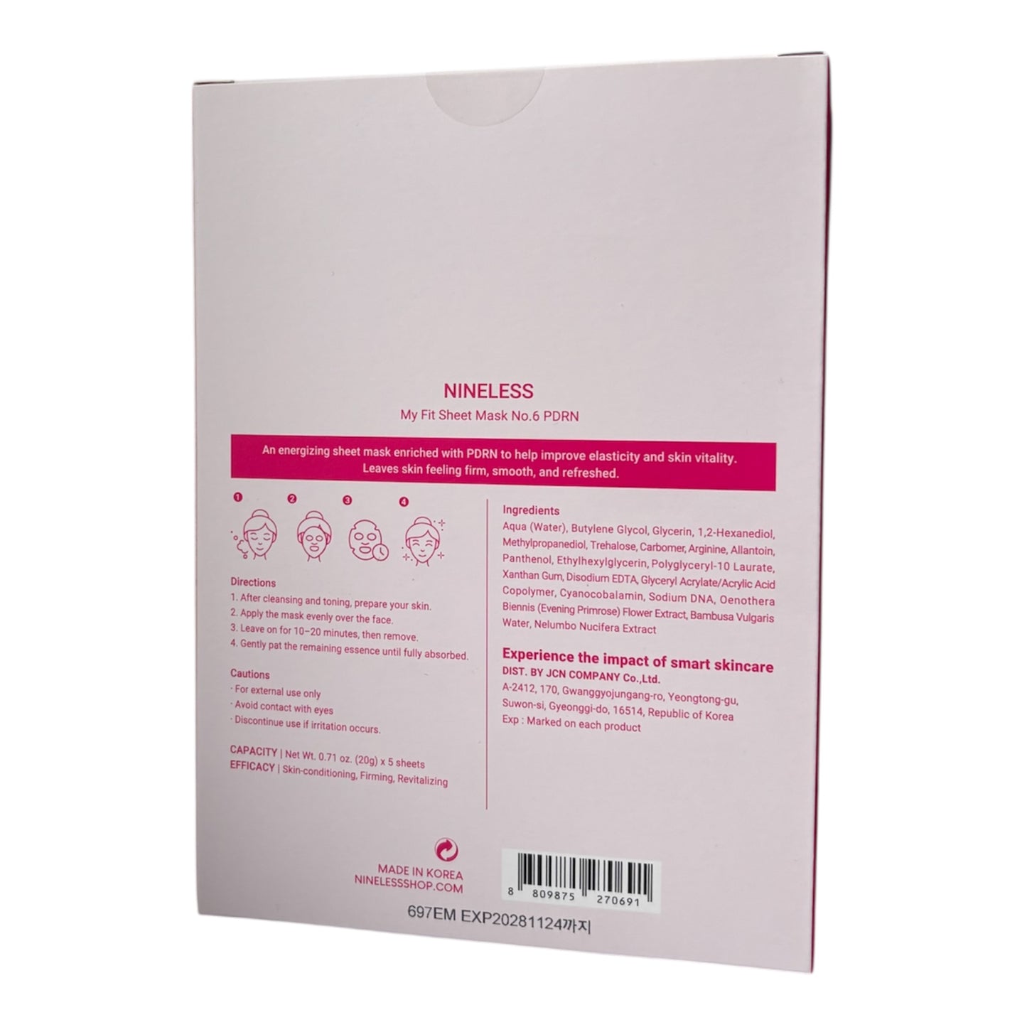 NINE LESS My Fit Sheet Mask No.6 PDRN (5 sheets)