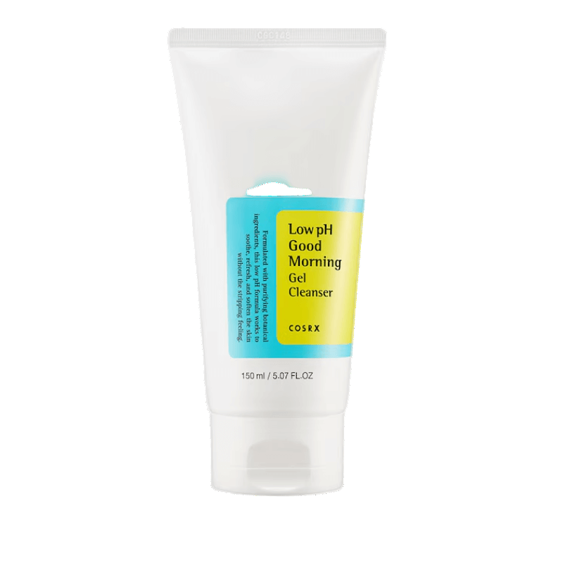 COSRX - Low pH Good Morning Gel Cleanser tube with tea tree oil for soft and refreshed skin.