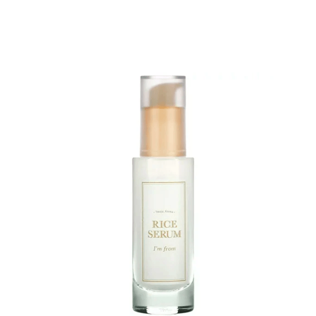I'm From Rice Serum in a sleek glass bottle, known for its brightening and moisturizing properties.