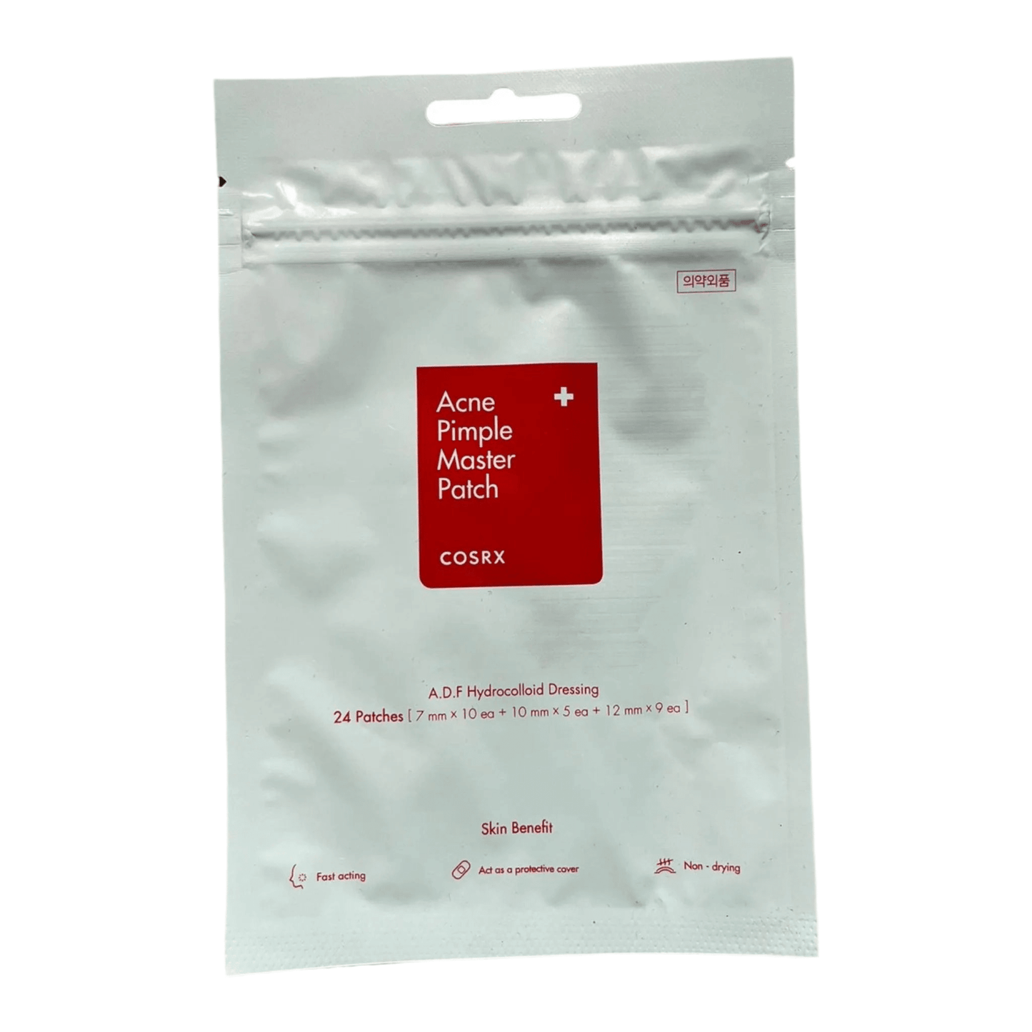 Acne Treatment Set 4 featuring COSRX Acne Pimple Master Patch packaging with 24 hydrocolloid patches.