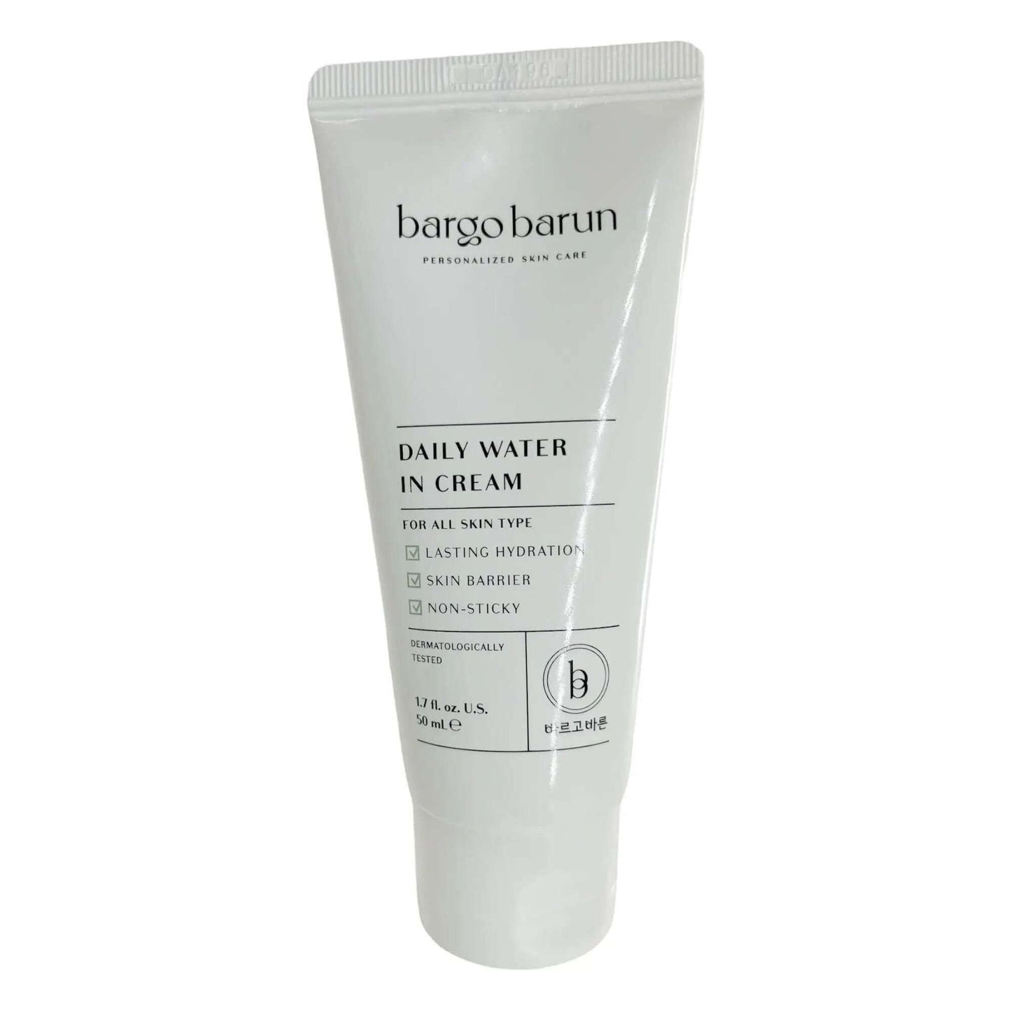BARGO BARUN Daily Water in Cream 50 ml tube for lasting hydration and non-sticky skin barrier.