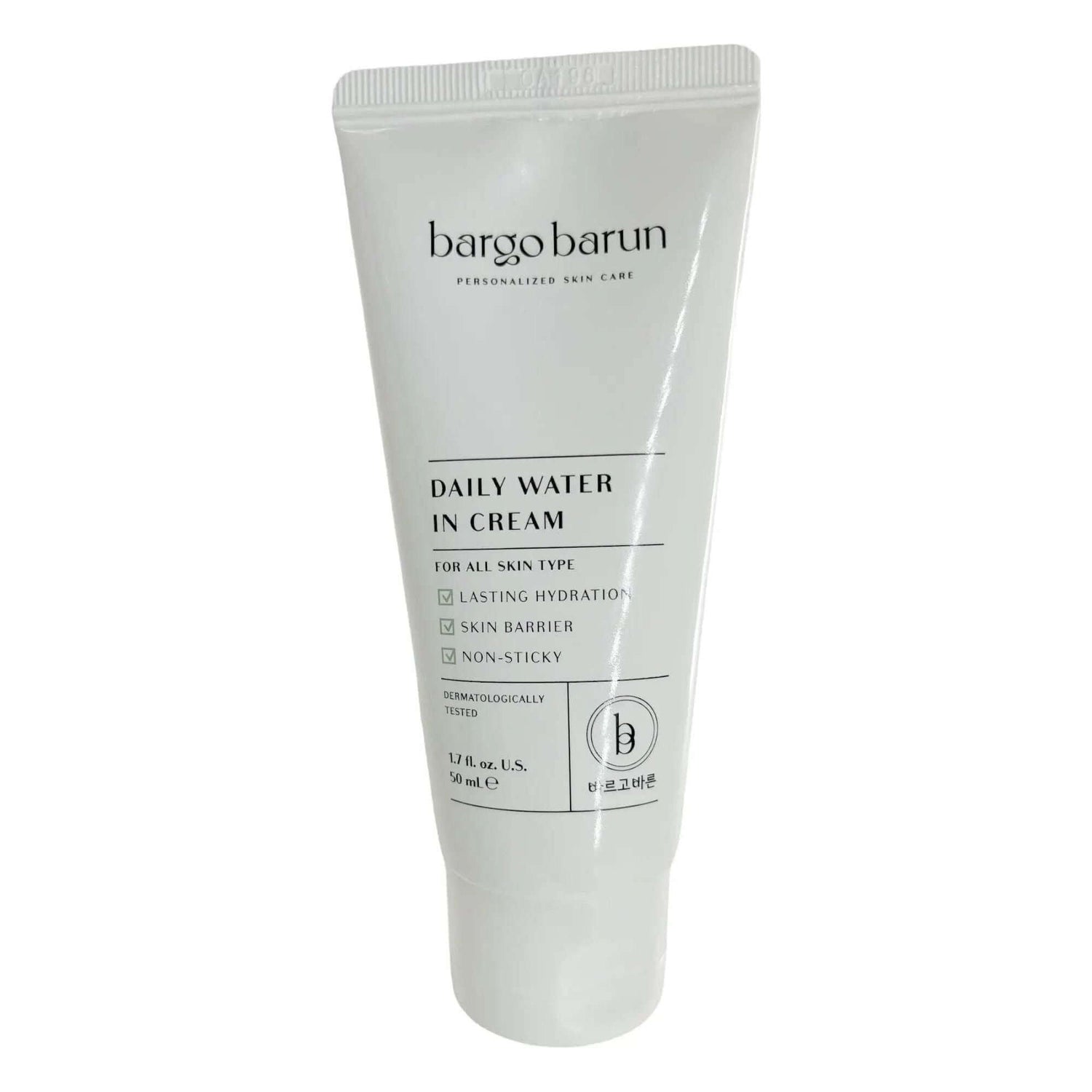 BARGO BARUN Daily Water in Cream 50 ml tube for lasting hydration and non-sticky skin barrier.