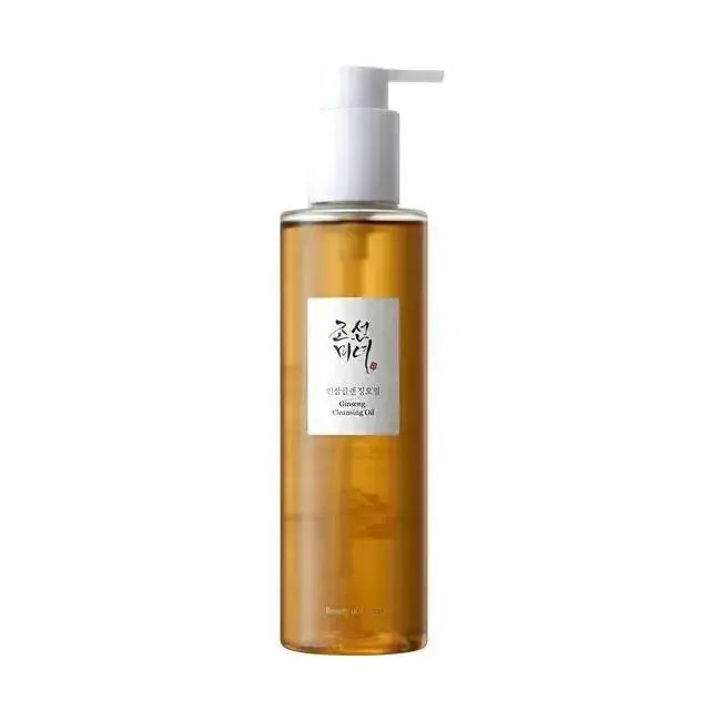 BEAUTY OF JOSEON Ginseng Cleansing Oil 210ml in a clear pump bottle with a golden oil texture.