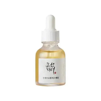 BEAUTY OF JOSEON Glow Deep Serum Rice + Alpha-Arbutin in a glass dropper bottle for brightening skin.