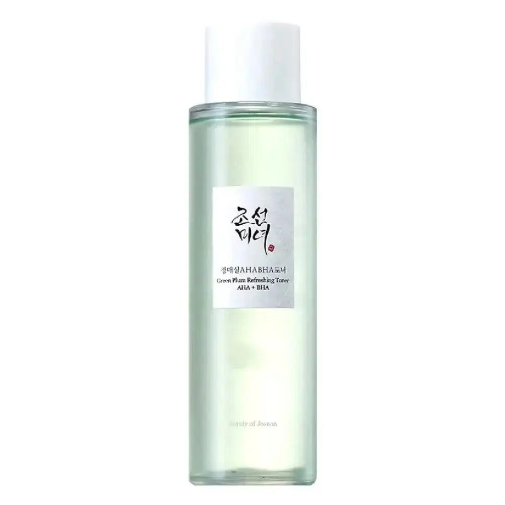 BEAUTY OF JOSEON Green Plum Refreshing Facial Toner: AHA + BHA 150ml in a clear bottle.