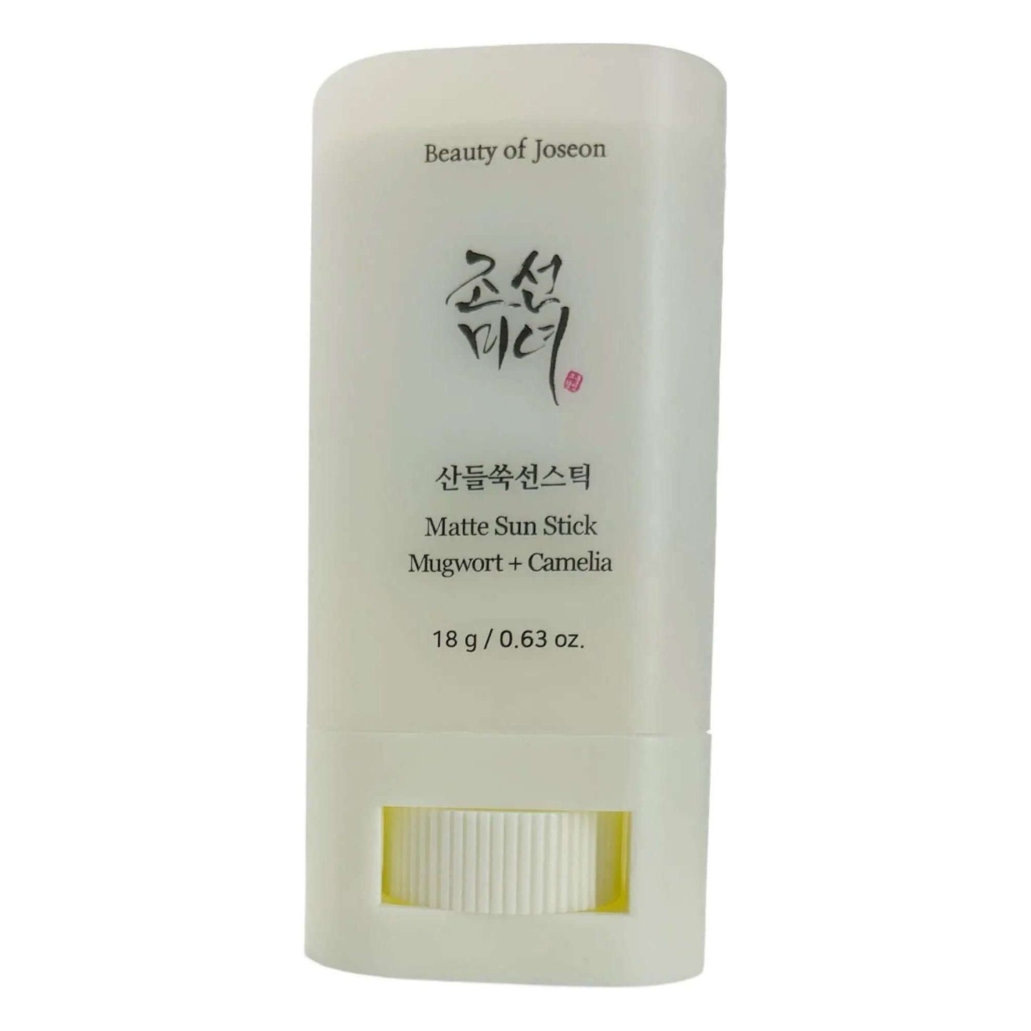 BEAUTY OF JOSEON Matte Sun Stick : Mugwort + Camelia 18g packaging with SPF50 PA++++ protection.