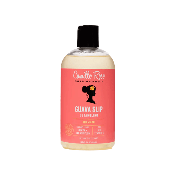 Camille Rose Guava Slip Detangling Shampoo bottle for effortless detangling and hydration.
