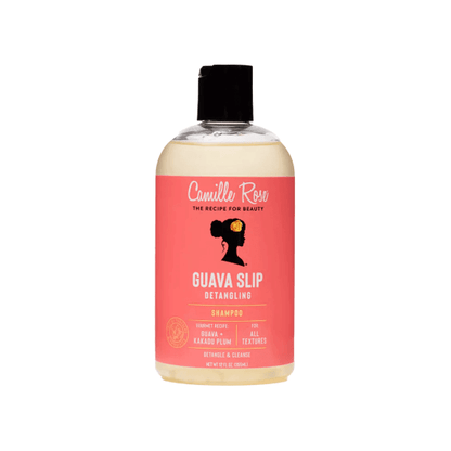 Camille Rose Guava Slip Detangling Shampoo bottle for effortless detangling and hydration.