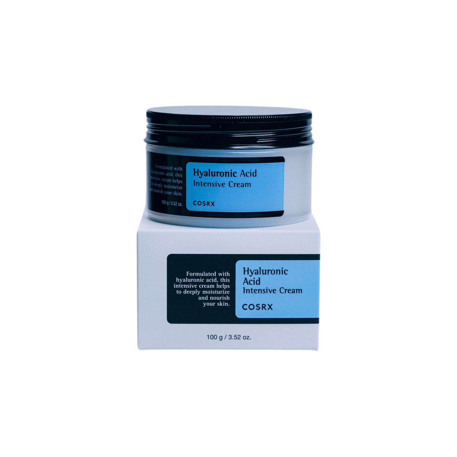 COSRX Hyaluronic Acid Intensive Cream 100g packaging, deep moisturizing cream with hyaluronic acid and sea buckthorn extract.