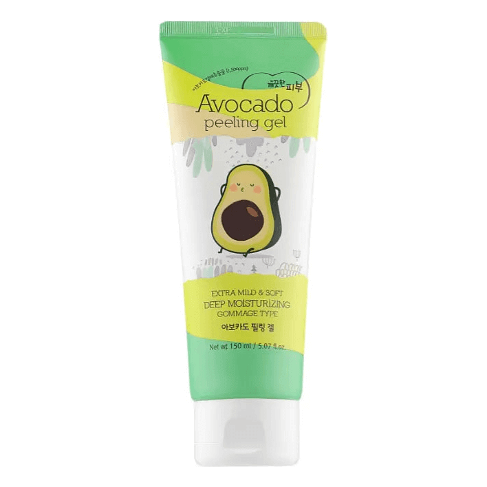 ESFOLIO Avocado Peeling Gel tube featuring cheerful avocado design and moisturizing properties.