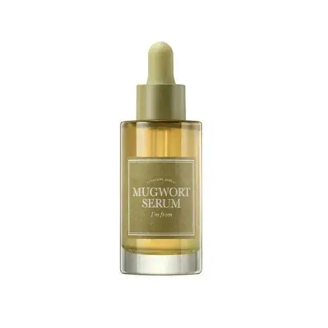 I'M FROM Mugwort Serum 30ml in a dropper bottle with a golden hue for radiant skin.