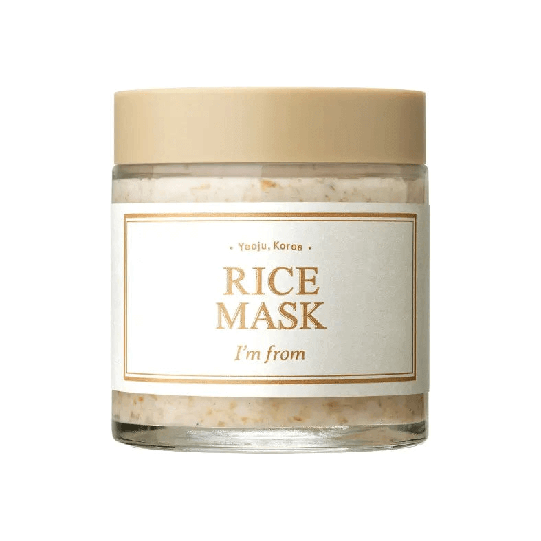 I'M FROM Rice Mask 110g in a jar, featuring organic rice from Yeoju for a radiant skin exfoliating experience.