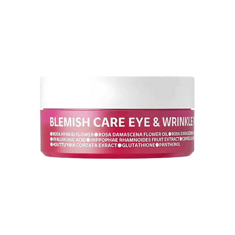 ISOI - Blemish Care Eye & Wrinkle Patch jar showing hydrating and brightening ingredients for youthful skin.