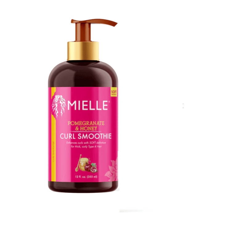 Mielle Organics Pomegranate & Honey Curl Smoothie for thick, curly hair, promoting moisture and strength.