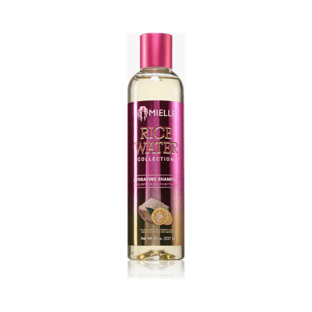 Mielle Organics Rice Water Shampoo bottle showcasing cleansing and nourishing benefits for hair.