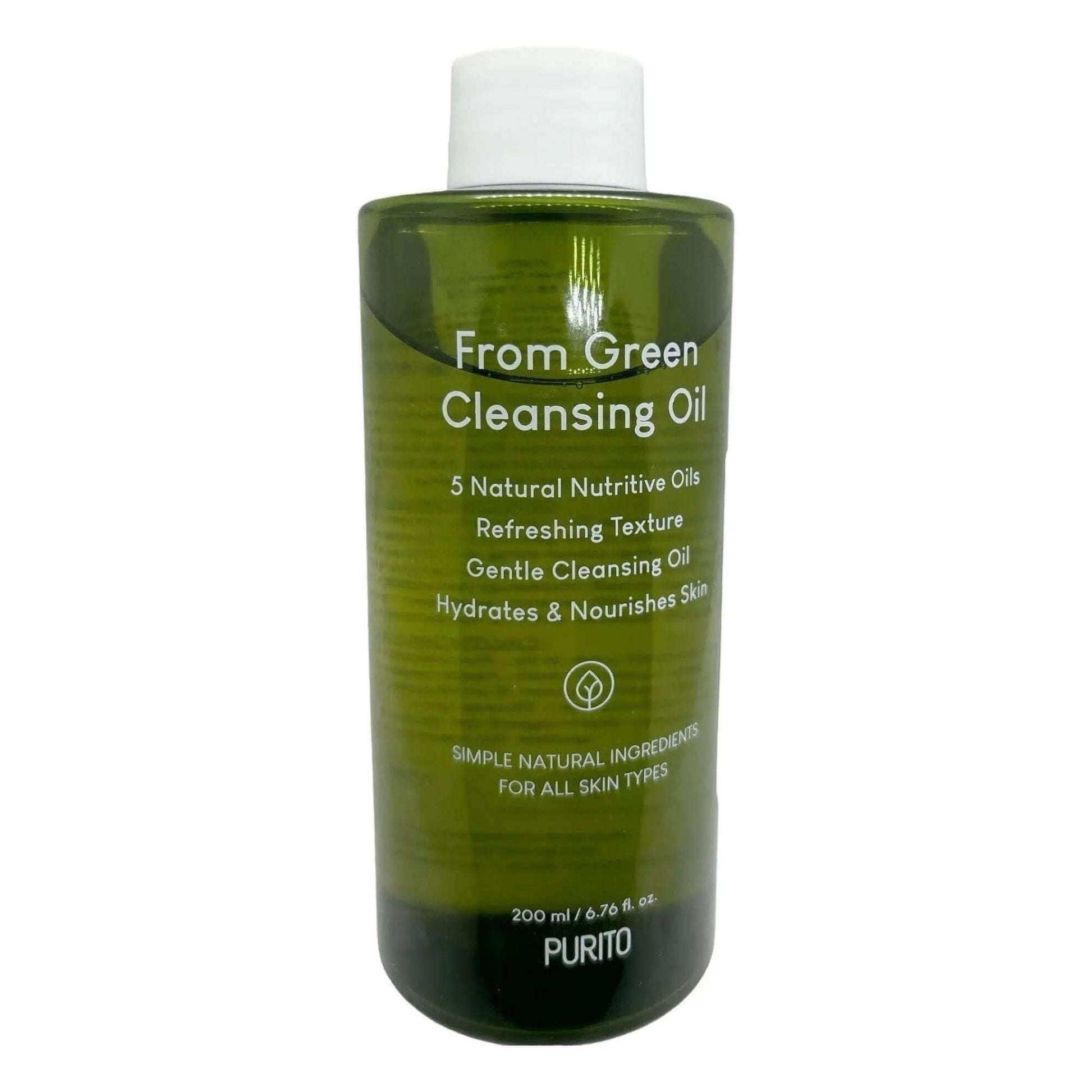 PURITO From Green Cleansing Oil 200ml bottle featuring natural oils, hydrating and gentle cleansing.