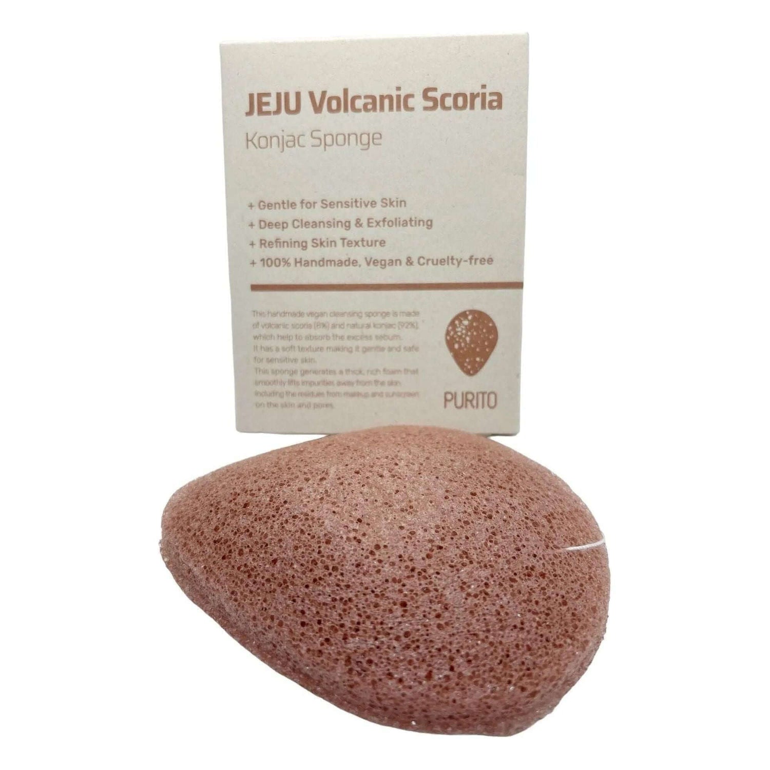 Purito SEOUL - Jeju Volcanic Scoria Konjac Sponge for gentle exfoliation and cleansing of sensitive skin.
