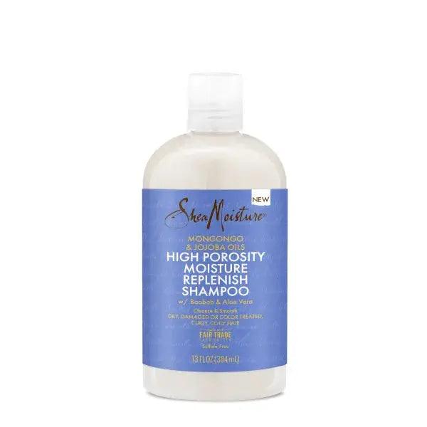 SHEA MOISTURE High Porosity Moisture Replenish Shampoo 384ml bottle for extra dry hair hydration
