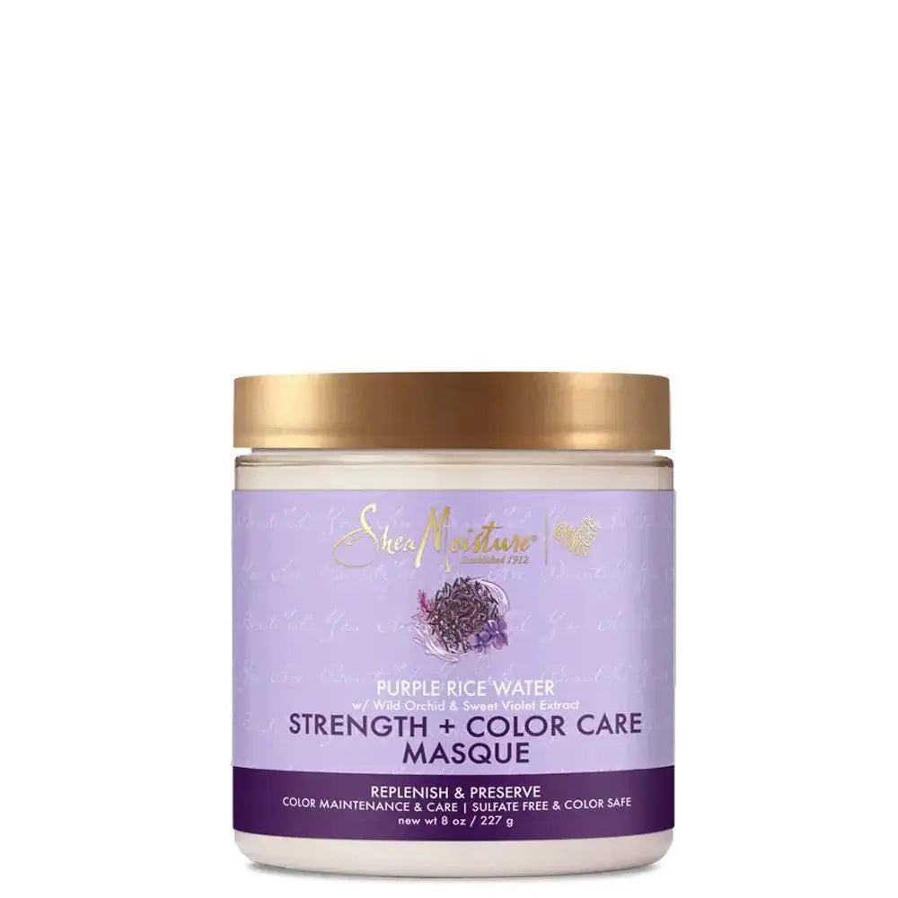 SHEA MOISTURE Purple Rice Water Strength & Colour Care Masque 227g hydrating hair treatment for vibrant color.