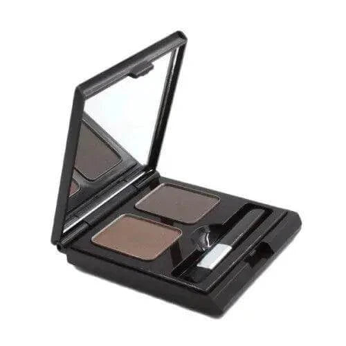 SKINFOOD Choco Eyebrow Powder Cake 2g open compact showcasing two colors and included brush for eyebrow application.