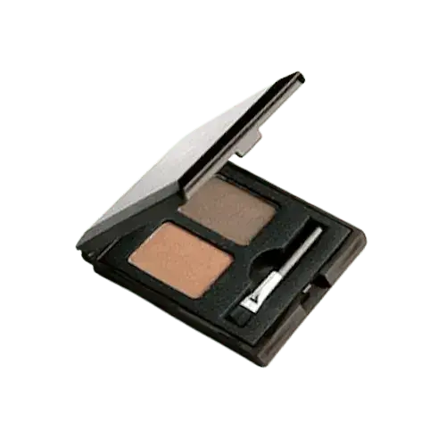 SKINFOOD Choco Eyebrow Powder Cake 2g open palette showing two shades and included brush for precise eyebrow application.